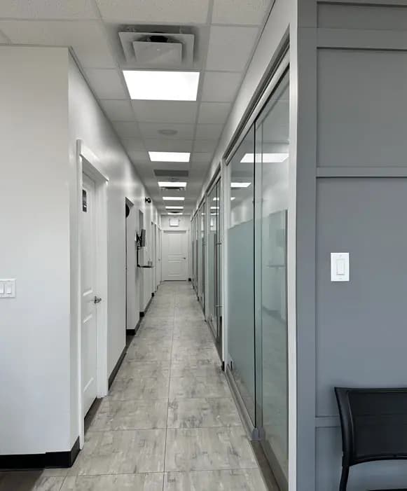 Spacious hallway connecting our treatment rooms